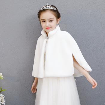 公主小外套花童禮服演出白色斗篷