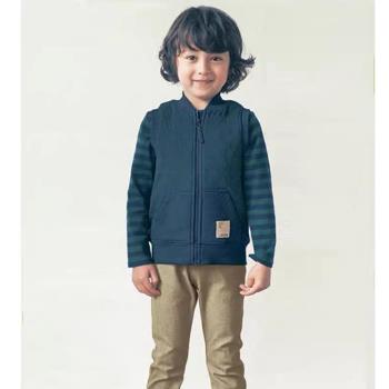 出口日本春秋季空氣棉男童馬甲兒童純色保暖背心寶寶立領夾層外套