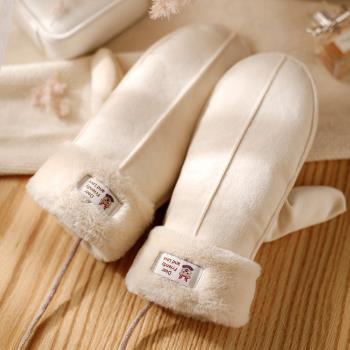 韓版學生女掛脖冬季保暖毛絨手套