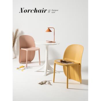 Norchair北歐創意靠背餐椅設計師家用塑料凳子網紅ins奶茶店椅子