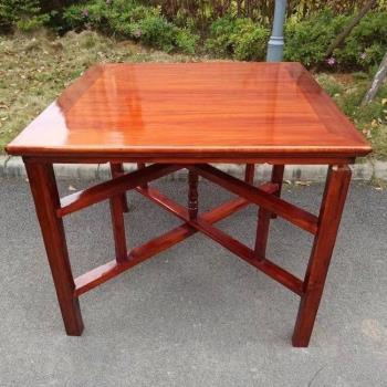 實木胡桃色農村老式八仙桌可折疊四方形餐桌餐飲桌