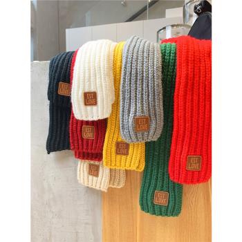 2023韓版針織兒童保暖圍巾冬季貼標圍脖