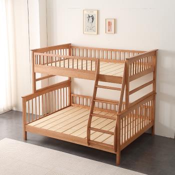 北歐風實木子母床簡約1.2上下床兒童房白蠟木可拆分1.5高低雙層床