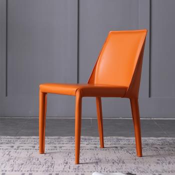 意式馬鞍皮餐椅家用現代簡約 小戶型餐廳 工業風輕奢設計師皮椅子