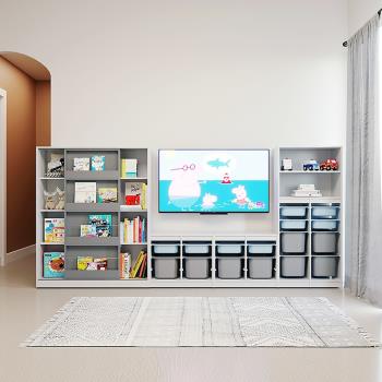 可比熊實木電視柜一體組合墻柜兒童書柜簡約現代小戶型玩具收納架