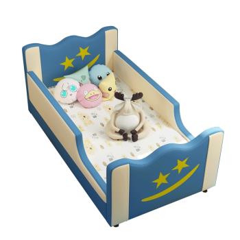 兒童床男孩單人女孩公主拼接床寶寶側邊加寬床嬰兒帶護欄簡約皮床