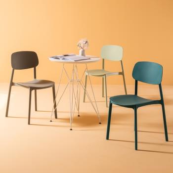 網紅塑料椅子簡約奶茶店戶外靠背凳子成人加厚書桌椅北歐家用餐椅