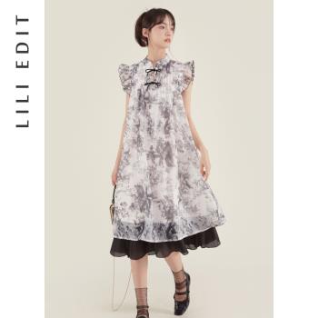 LILI EDIT水墨畫中式雪紡連衣裙