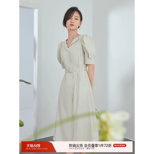 范思藍恩211131正式場合法式職業連衣裙女夏新款氣質收腰面試裙子