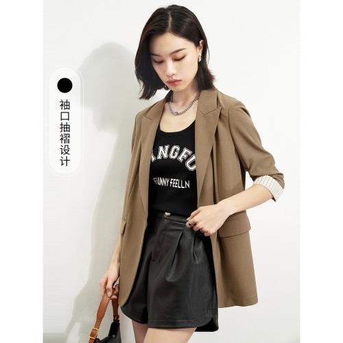商場同款FF||仿佛春秋休閑通勤西服七分袖西裝外套女