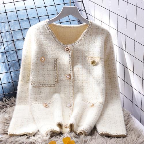 仿水貂絨毛衣外套女寬松外穿2021新款秋冬韓版加厚洋氣針織開衫