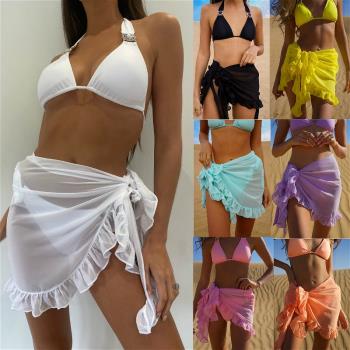 2021 New Women Chiffon Swimwear Pareo Scarf Bikini Cover-Ups