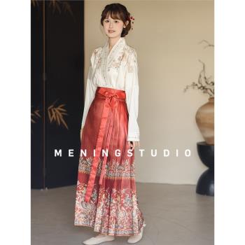 新中式國風紅色設計感氣質馬面裙