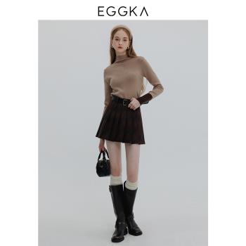 EGGKA 長袖立領針織衫2023秋冬女百搭簡約超好看彈力打底直筒毛衣