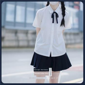 JK角襟短袖襯衫學院風女夏季櫻花