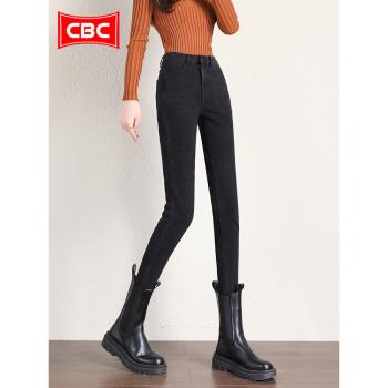 CBC高級黑鉛筆牛仔褲女修身小腳2024年夏季新款高腰彈力顯瘦褲子