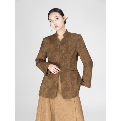 yyan意言原創新中式改良唐裝小眾高端國風氣質暗紋提花西裝外套女