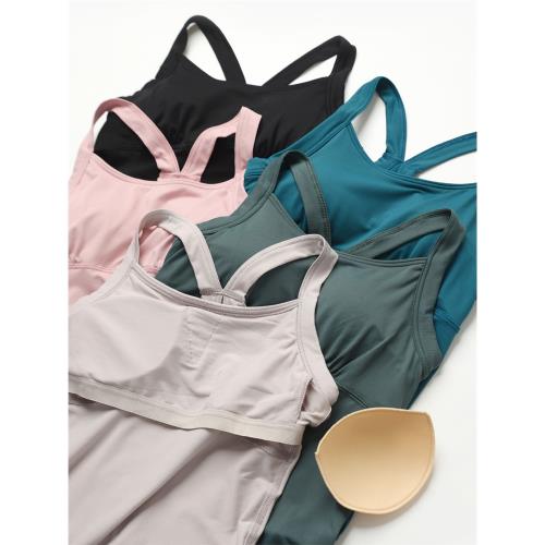 健身系列 無補女士彈力背心 工字吊帶上衣瑜伽運動打底帶胸墊