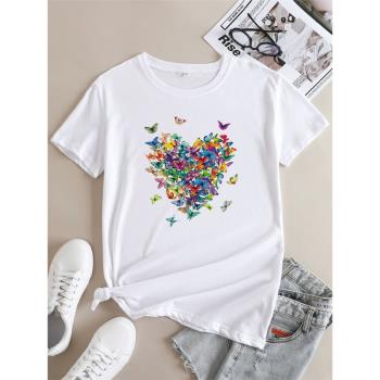 純棉T恤女S-5XL Women Cotton t-shirt ladies tops Butterflies