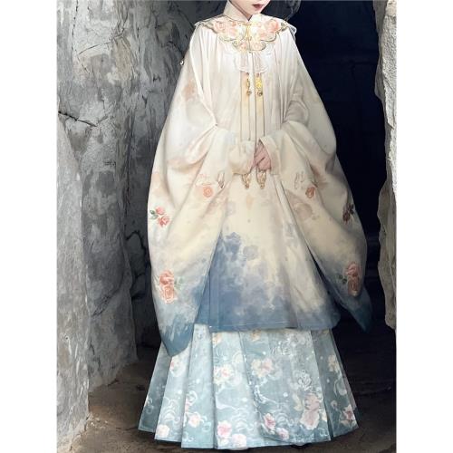 扶搖【玫瑰予蝶】原創明制漢服女立領斜襟長衫重工刺繡云肩馬面裙