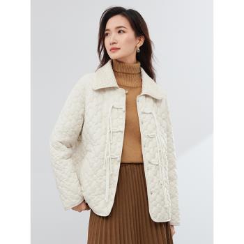 小眾設計國風棉服女冬季2023年新款韓版寬松翻領盤扣加厚長袖外套