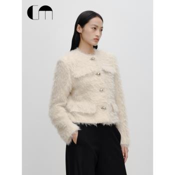 COMME MOI呂燕設計師23年冬季新款女裝圣誕小香毛絨絨短夾克外套