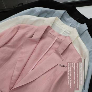 亞麻小西裝女2020秋裝新款薄款外套韓版棉麻西服高級感上衣設計感