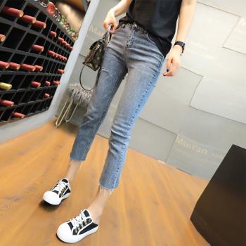 夏裝適合胯大粗腿女生牛仔褲