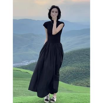 赫本風爆款黑色連衣裙子2023夏季新款女裝法式氣質高級感顯瘦長裙