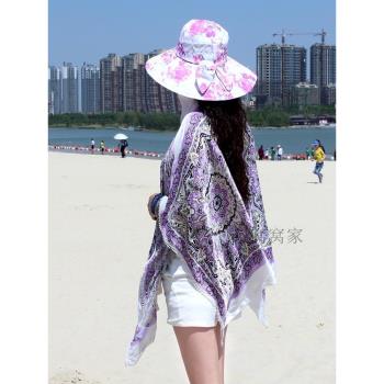 夏季防曬海邊度假絲巾擋太陽披肩