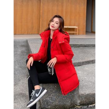 梵慕斯簡約中長款加厚修身羽絨服