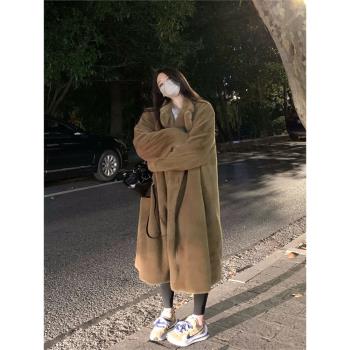水貂絨過膝大衣寬松中長款皮草