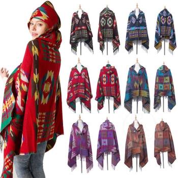 (Autumn and winter new Yunnan ox horn buckle hat Cape shawl