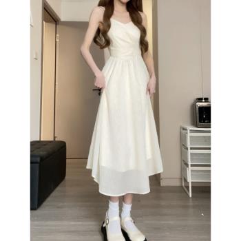 法式白色吊帶連衣裙子仙女超仙森系氣質高級感女裝2023新款春夏季