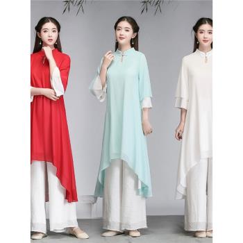 女裝中國風改良旗袍上衣禪意茶服