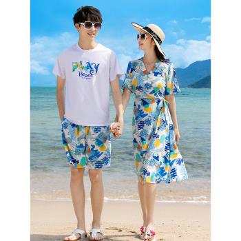 情侶裝夏裝海邊男女套裝度假顯瘦超仙三亞拍照沙灘裙云南旅游裙子