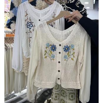 襯衫女夏2023上衣服設計感女小眾法式雪紡長袖襯衣新款花朵襯衫