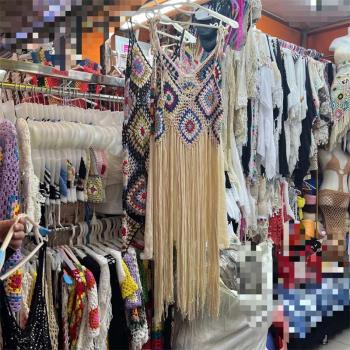 民族風波西米亞中長款手工編織針織吊帶流蘇麗江度假旅拍罩衫女裝