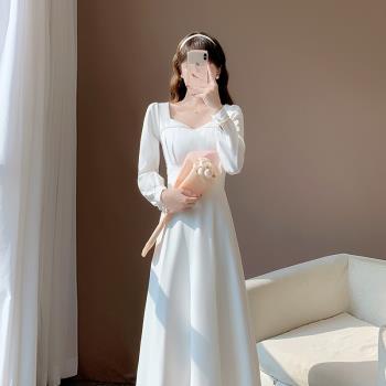 小香風高級感時尚白色連衣裙禮服