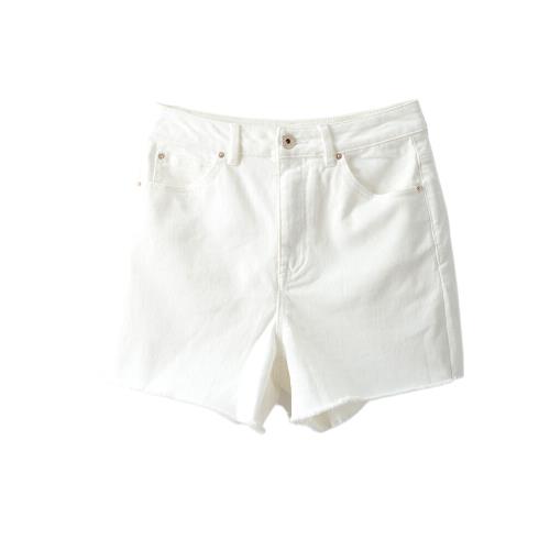 諾諾E站【TPN】2023新款女裝 復古高腰A字牛仔短褲毛邊熱褲 剪標