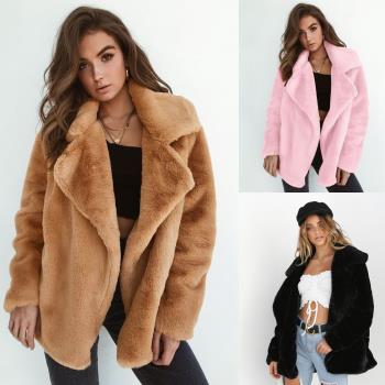 2021 Sexy women wool coat fluffy lapel jacket性感毛絨外套
