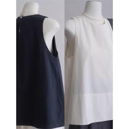 法式小個子白色無袖背心女夏季新款2025年韓版簡約氣質襯衫上衣女