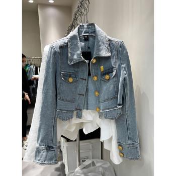 POLO早秋新品短款修身牛仔外套