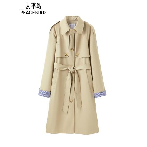 太平鳥女裝秋季新款韓版時尚寬松休閑經典百搭風衣A1BED3404