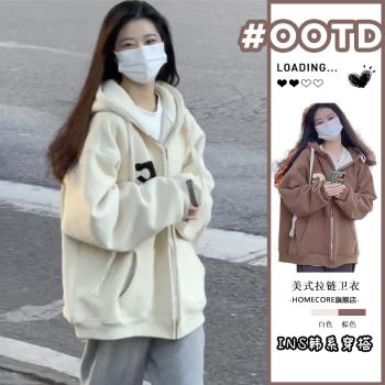 今年流行新款爆款加絨加厚冬季美式小眾獨特別致溫柔慵懶風外套女