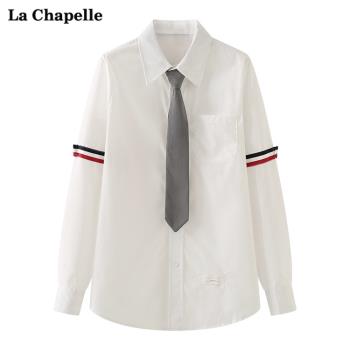 拉夏貝爾/La Chapelle學院風長袖襯衫女王心凌同款tb減齡上衣秋季