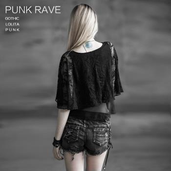 PUNK RAVE設計師品牌朋克個性破爛鉚釘牛仔短褲女夏新款小眾熱褲