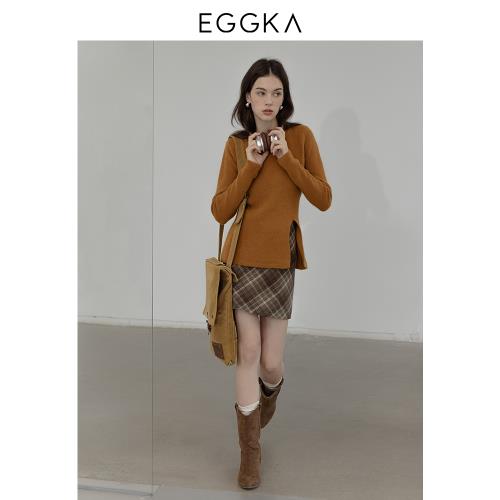 EGGKA圓領修身顯瘦針織長袖毛衣