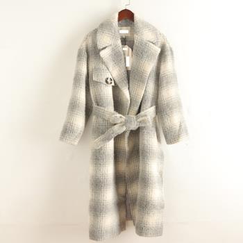 諾諾E站 拉系列 冬裝 呢子大衣女士中長款加厚羊駝毛翻領外套保暖