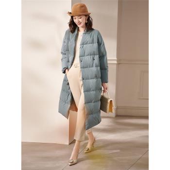 小個子派克服白鴨絨中長款羽絨服女加厚時尚寬松顯瘦外套2493